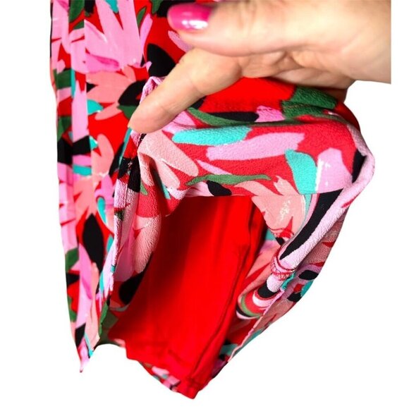 Donna Morgan Pink Floral Mock Neck Crepe Long Sleeves Shift Dress Sz 14 New - Picture 4 of 8